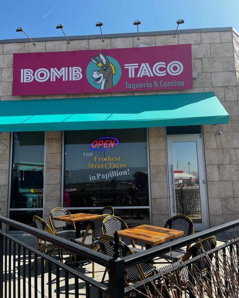 Bomb Taco restaurant exterior and patio